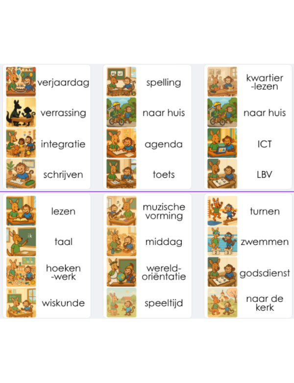 Dagritmekaarten Aap en Kangoeroe Dagritmekaarten Aap en Kangoeroe